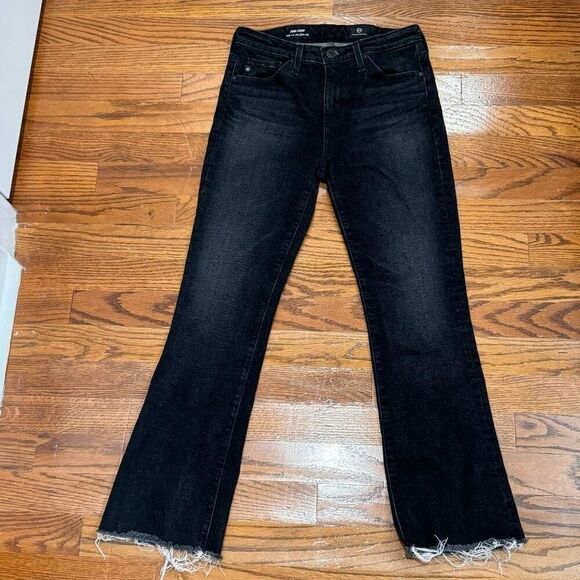 AG the JODI Crop Fringe Bottom Jeans. Black. Size 24R. - Picture 1 of 10
